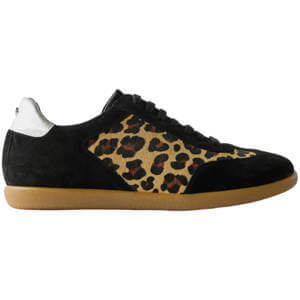 Mint Velvet Black Suede Textured Leopard Trainers